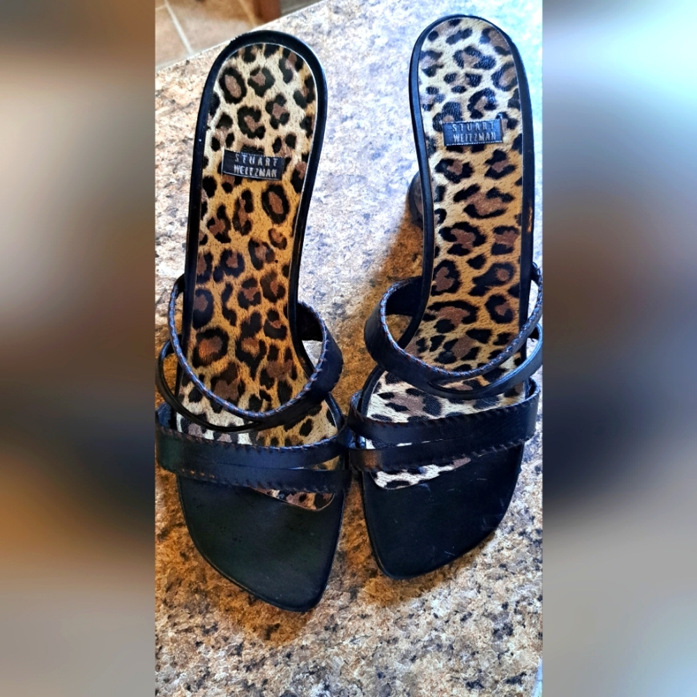 Ladies Stuart Weitzman Block Heel Shoe Strappy Br… - image 1